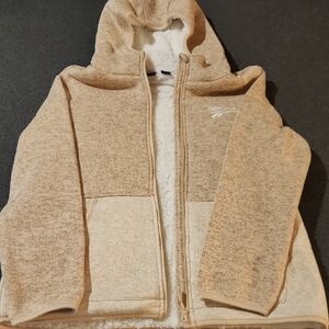 Reebok Beige Sherpa Zip Hoodie with Cream Lining